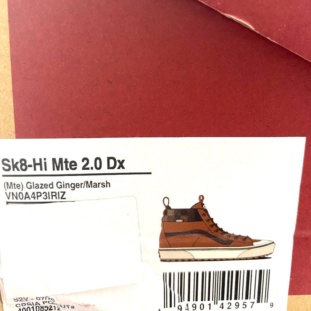 VANS Sk8-Hi Mte 2.0 Dx Glazed Ginger Brown Boots Winter Women's Size VN0A4P3IRIZ - Picture 10 of 10